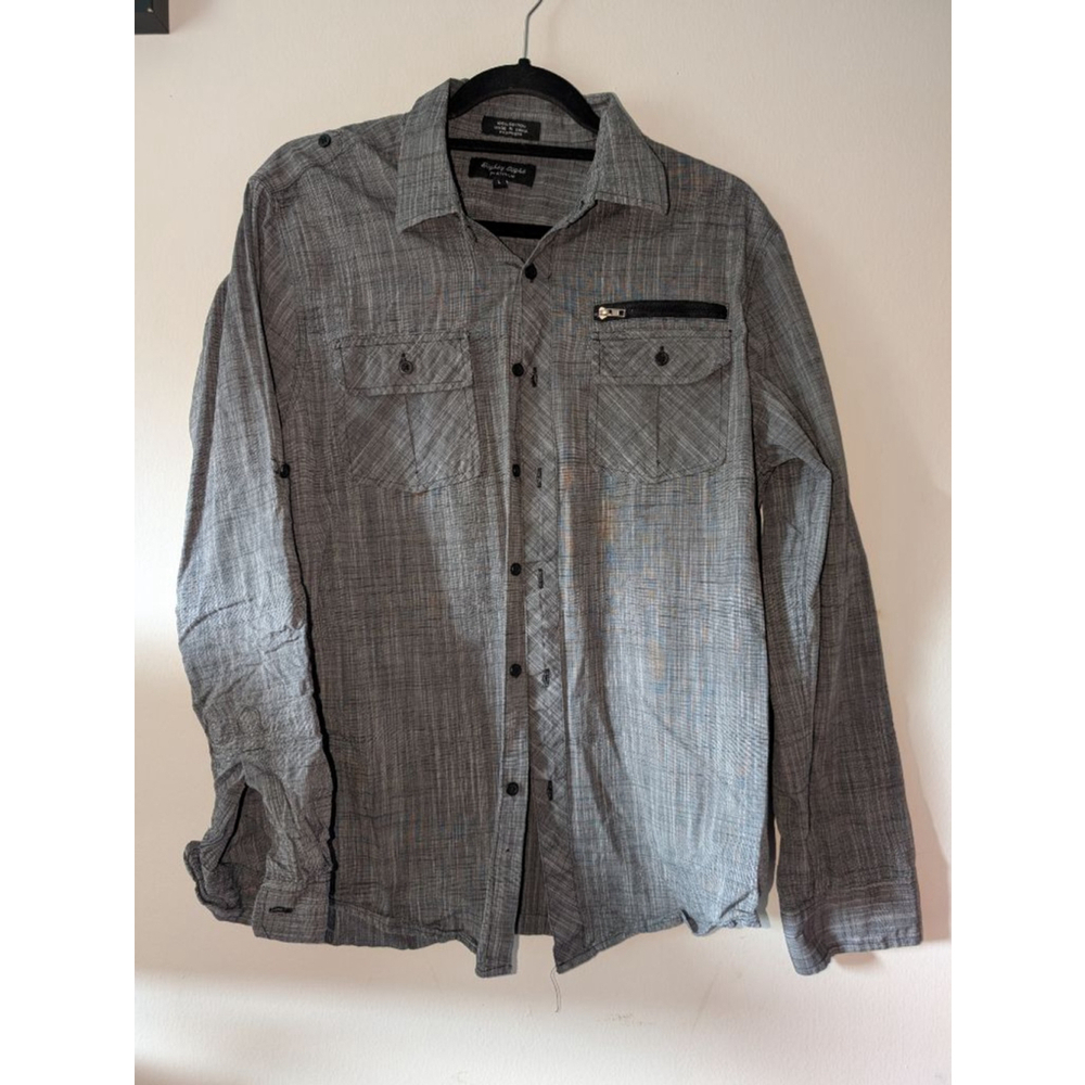 Men's Eighty Eight Platinum Casual Button Down Shirt L Gray